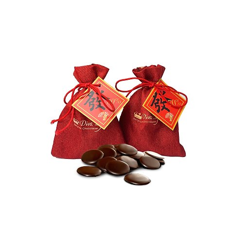 Diva Life 全球著名的比利時巧克力品牌 Diva Life 龍年紅色麻布袋鈕扣型黑巧克力