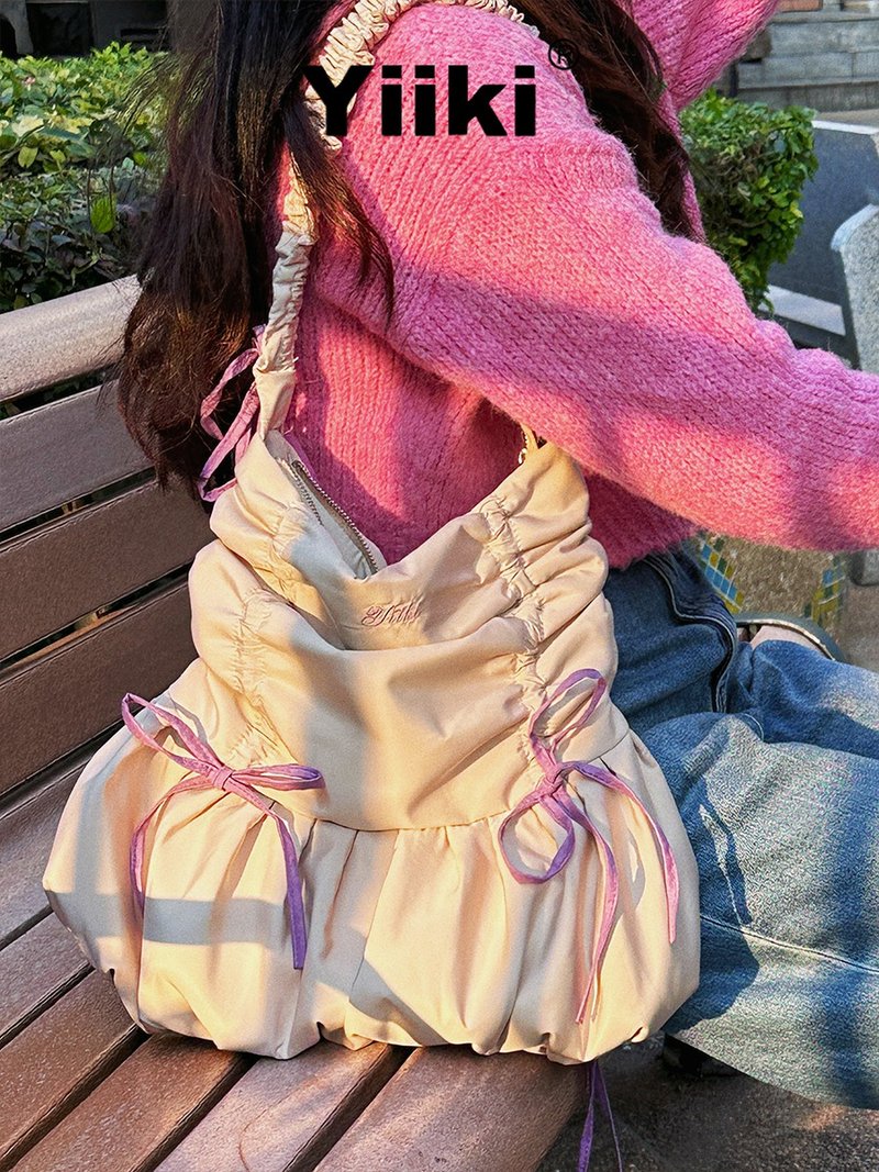 可伸縮的大包包 soufflé裙子包 可側背可單肩 大袋子 - 側背包/斜背包 - 尼龍 藍色