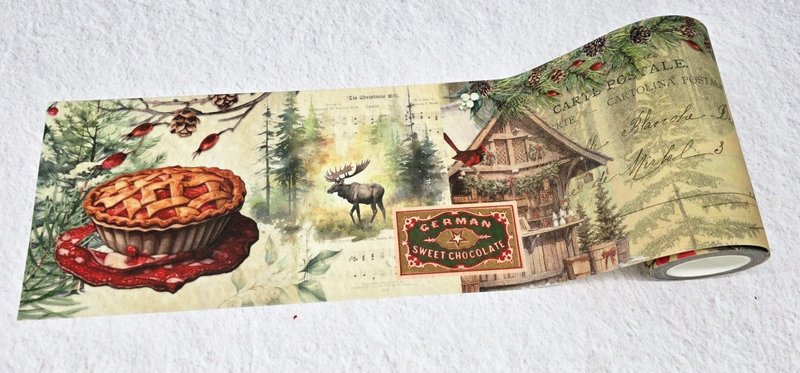 Woodland Christmas Extra Wide GLITTER washi Sticker Tape. Ex - 紙膠帶/和紙/PET - 紙 多色