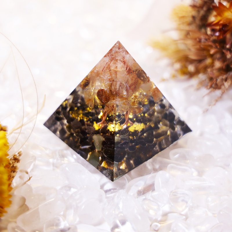 ピラミッドオルゴナイト Orgonite 生命の樹/チャクラ/安眠/瞑想/エネルギー銅針水晶オブシディアン - その他 - レジン 