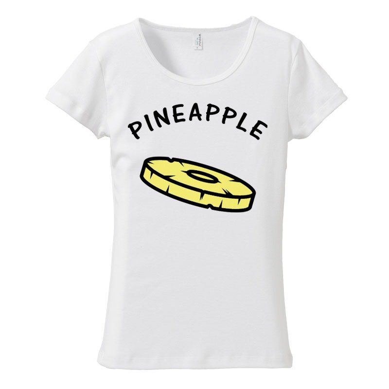 [レディースTシャツ] Pineapple - 女 T 恤 - 棉．麻 白色