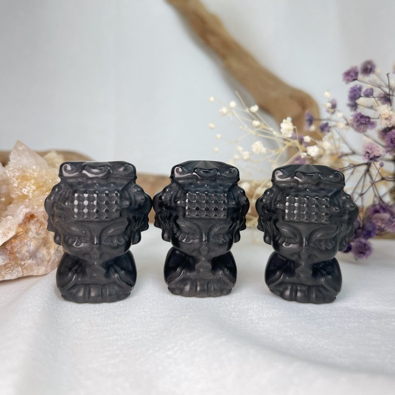 Original ore carvings - Obsidian Mazu ornaments - ของวางตกแต่ง - เครื่องเพชรพลอย 