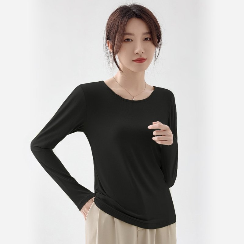 Pink Lady 5 colors - Soft elastic round neck, light and comfortable inner sanitary garment 330 - Women's T-Shirts - Other Man-Made Fibers Black