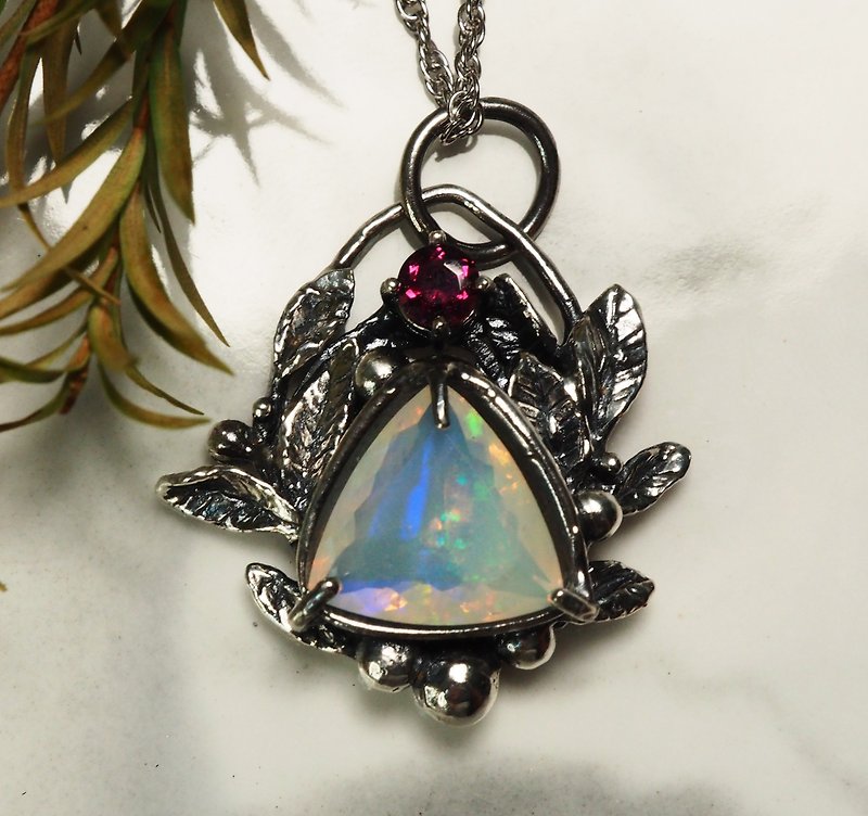 925 Silver Opal Necklace - Necklaces - Sterling Silver Silver