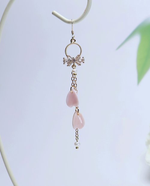 檸檬手作 檸檬手作 天然胭脂螺女皇貝花瓣耳環/美國14K包金防敏耳勾/耳夾