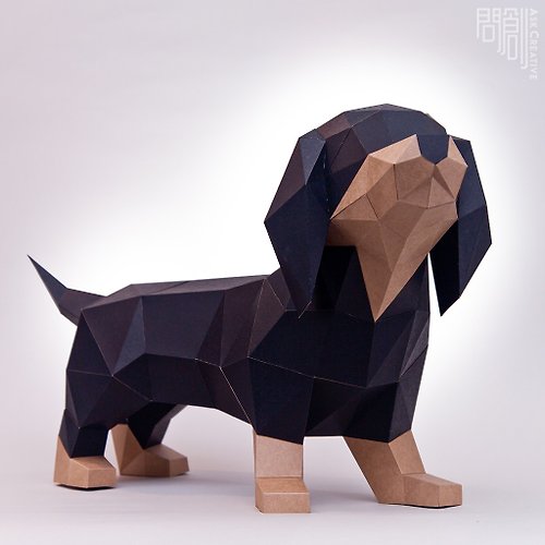 問創 Ask Creative DIY手作3D紙模型擺飾 狗狗系列 -臘腸犬(不可選色)