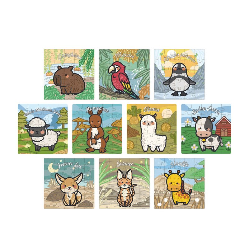 DIY材料包-森林小夥伴 迷你木質拼圖瓶中信 交換禮物  森林動物 - 木工/竹藝/紙雕 - 木頭 多色