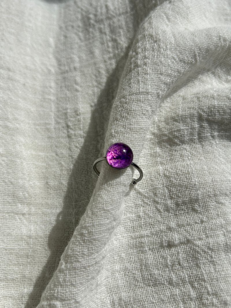 不鏽鋼 紫金之巔  圓形 開口戒 - 戒指 - 不鏽鋼 紫色