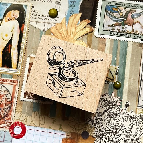 小玉的貼貼世界 no.37水晶收藏瓶手繪復古木頭印章