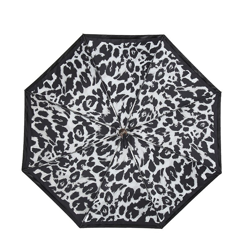 【德國kobold】抗UV零透光智能防曬-經典豹紋遮陽防曬降溫傘 -雙層三折傘-白 - 雨傘/雨衣 - 其他材質 白色