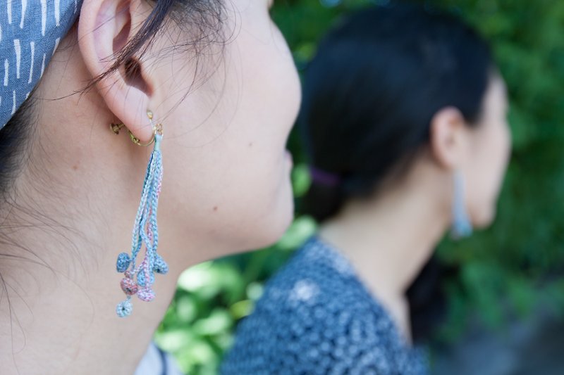 Monet's Lily crochet earring E. - Earrings & Clip-ons - Cotton & Hemp 