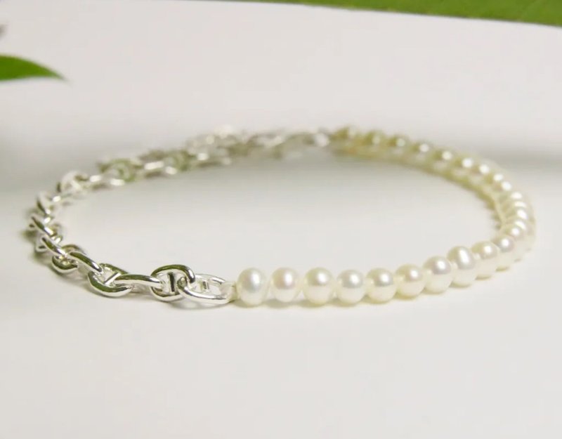 Contemporary – 925 Sterling Silver Pearl Bracelet - Bracelets - Silver Silver