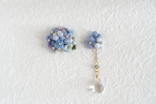 KAORUK18ピアス　アジサイ 紫陽花アクセサリー | Hanary