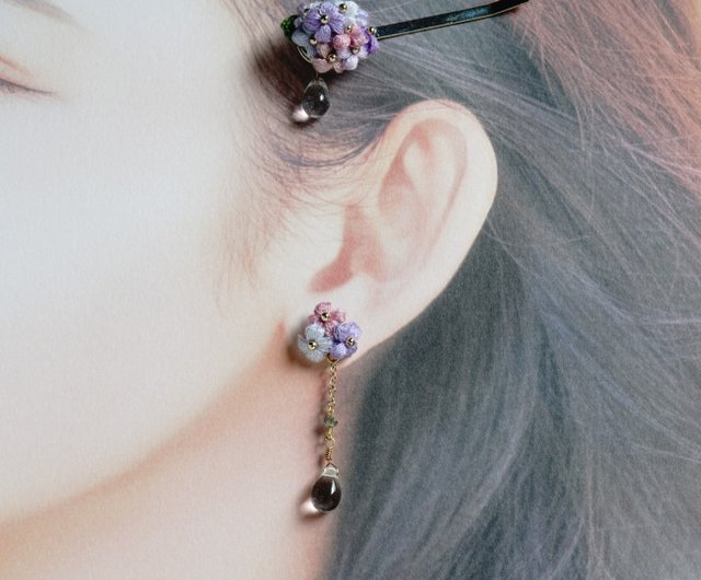 紫陽花のピアス/イヤリング - ショップ I.co ピアス・イヤリング