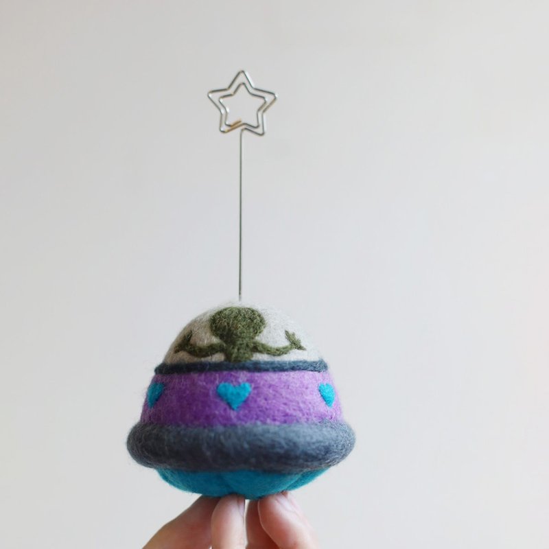 WoolfeltingWoolfelt UFO-shaped memo holder - ที่ตั้งบัตร - ขนแกะ สีน้ำเงิน