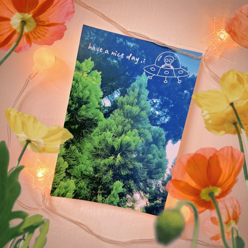 Have a Nice Day Alien Tour of Taiwan Postcard / Cool Card / Cypress Tree / Youth / Ageless Health - การ์ด/โปสการ์ด - กระดาษ หลากหลายสี