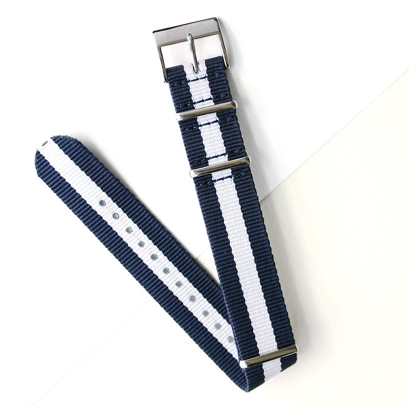 【PICONO】Double color Nylon strap-Blue and white - สายนาฬิกา - วัสดุอื่นๆ 