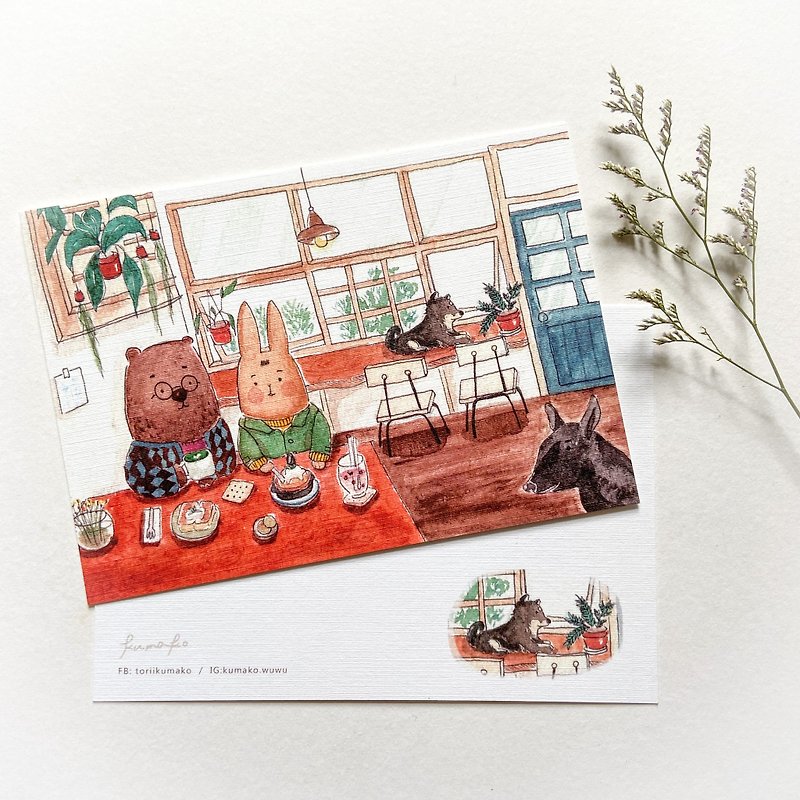 Illustrated Postcard | Kochai Coffee Shop - การ์ด/โปสการ์ด - กระดาษ สีนำ้ตาล