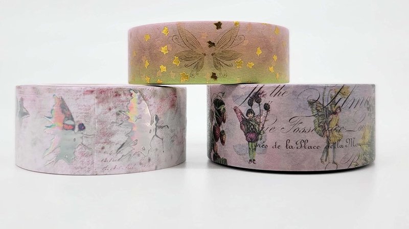 Serenity Fair Fairy Garden washi Tapes (Vintage Fairy Garden - 紙膠帶/和紙/PET - 紙 多色