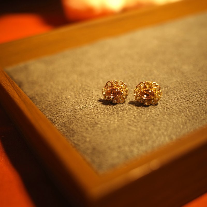 AVON Lavender Rhinestone Earring - 耳環/耳夾/耳骨夾 - 其他金屬 金色