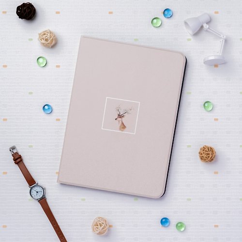 AHAStyle 官方品牌店 iPad Pro/Air/Mini 書本式雙面印刷軟底邊保護殼 - 梅花鹿