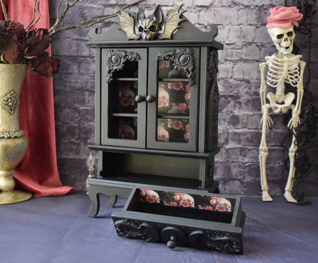 Gothic Black furniture The Occultist's Cabinet bat skull Apothecary Skeleton  Box - Shop HelenRomanenko Storage - Pinkoi