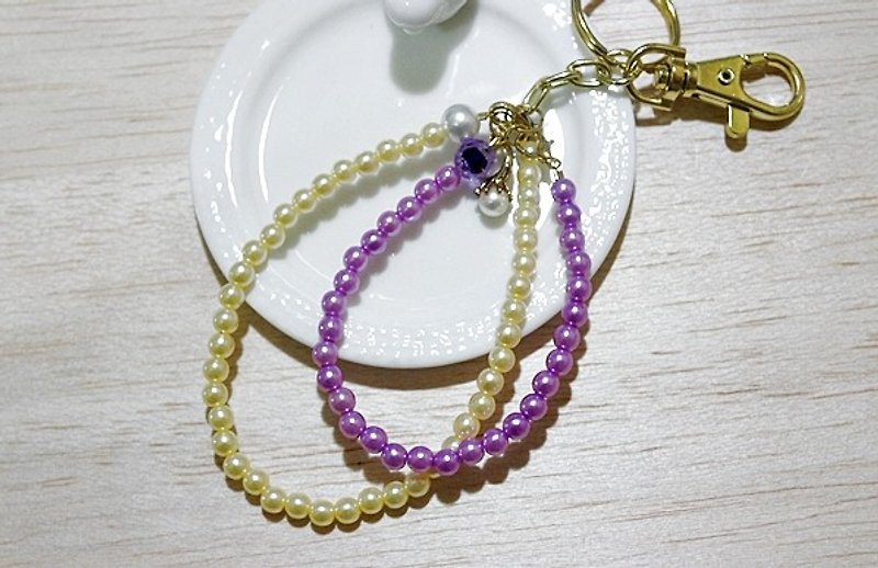 - Imitation pearl series - key ring / / hanging ornaments _ limited x1 # bag pendant - Keychains - Other Metals Purple