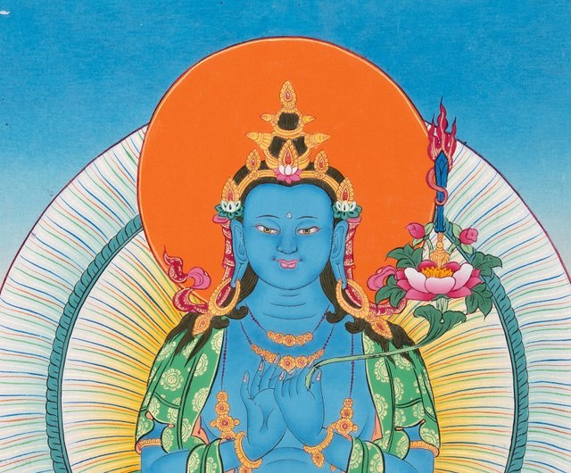 精巧な虚空蔵菩薩タンカ絵画 天界の知恵を受け入れる - ショップ