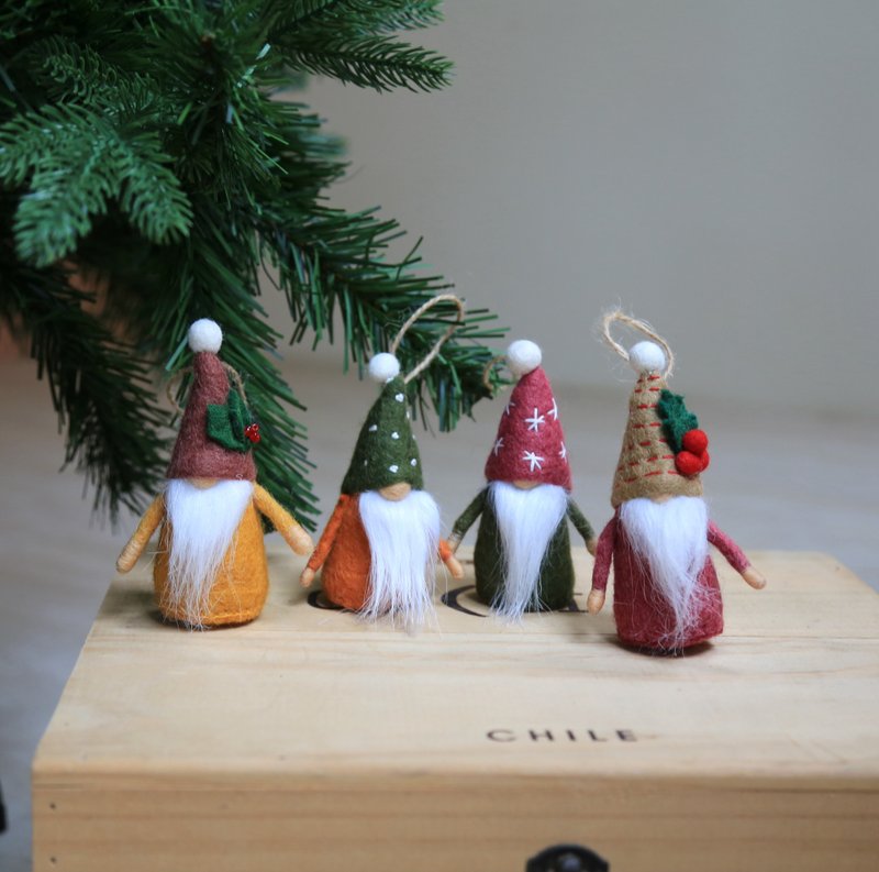 聖誕吊飾/擺飾小矮人-地下寶藏守護神 - 吊飾/掛飾 - 羊毛 多色