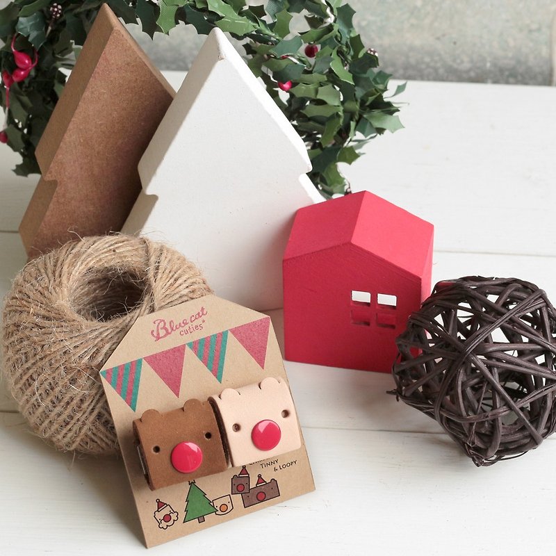 HOHOHO~ Xmas Tinny Two sets of Christmas Elk Pack Hub! Limited period! - ที่ชาร์จ - หนังแท้ สีนำ้ตาล