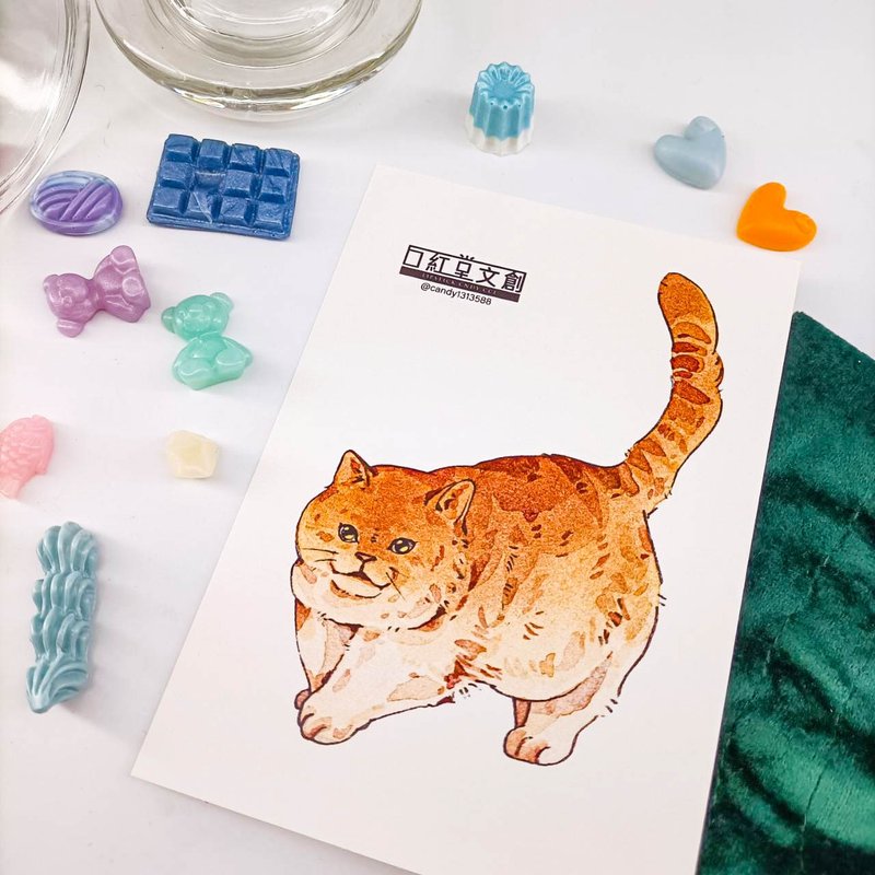 KR474_口紅堂明信片_橘貓13_candy1313588 postcard - 卡片/明信片 - 紙 多色