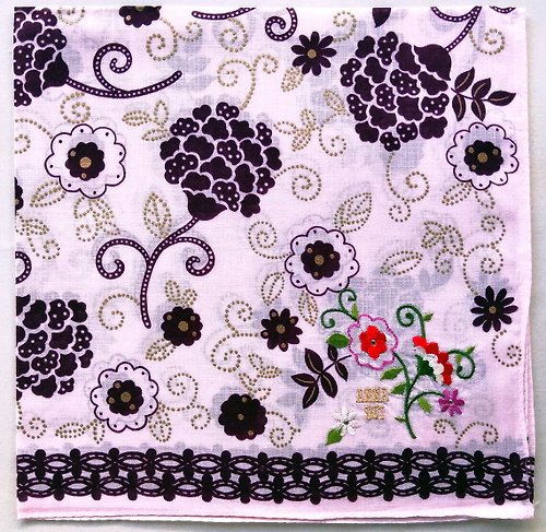 orangesodapanda Anna Sui Vintage Handkerchief Purple Flowers 20 x 20 inches Vintage Scarf