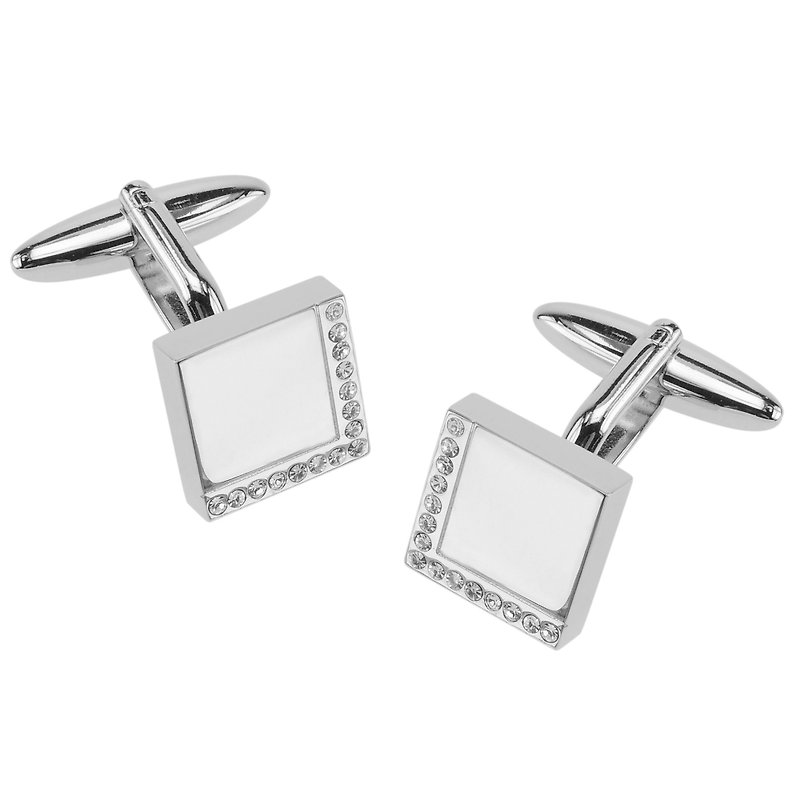 Crystal Square Cufflinks - Cuff Links - Other Metals Silver