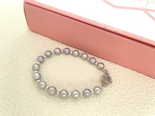 Athena珍珠設計 梅 天然海水珍珠 akoya 真多麻 純銀 手鏈