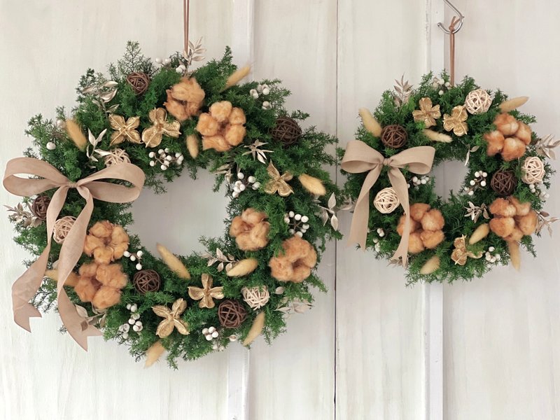 【手作課程】聖誕節永生雪松大小花圈-流金歲月 - 植栽/花藝 - 植物．花 