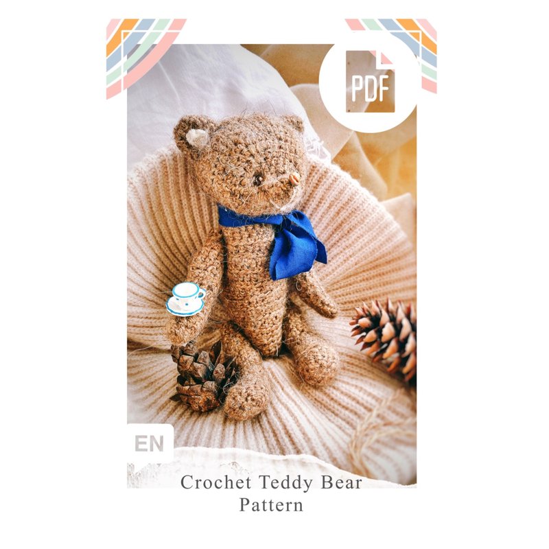 Crochet Teddy Bear Toy Pattern PDF Amigurumi - คอร์สงานฝีมือ/หนังสือคู่มือ - ขนแกะ 