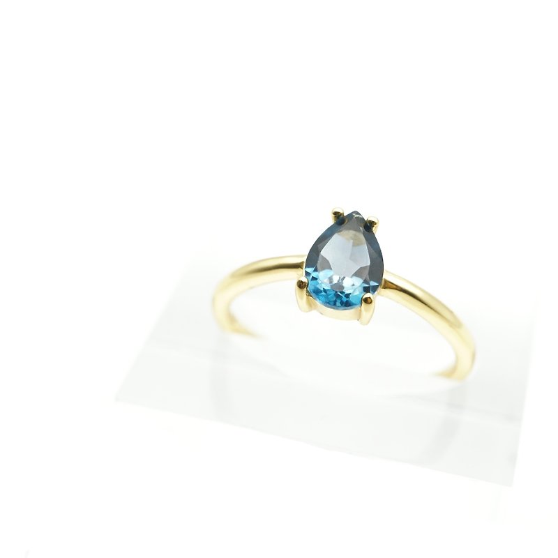 水滴倫敦藍托帕石925純銀戒指 (銀/玫瑰金/18k金) | 托帕石系列 - 耳環/耳夾 - 寶石 藍色