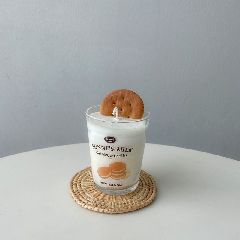 燕麥牛奶與餅乾香味大豆蠟香薰蠟燭 - 香氛蠟燭/燭台 - 其他材質 卡其色