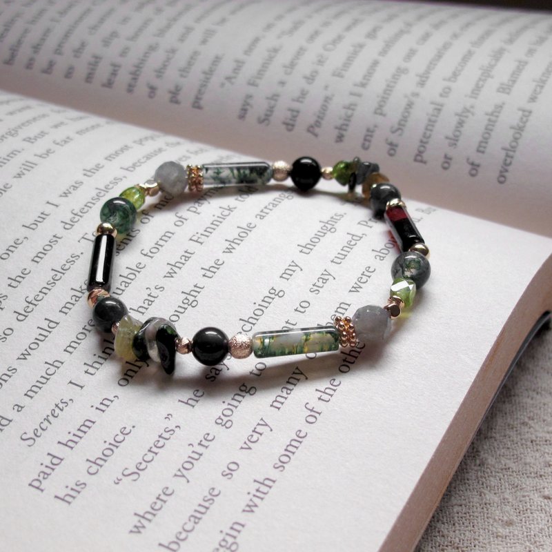 Positive Energy ∣ Stone Aquamarine Agate Tourmaline Confidence Bracelet - สร้อยข้อมือ - เครื่องประดับพลอย สีเขียว