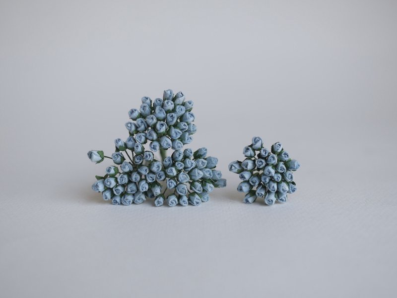 paper flower centerpiece supplies, 100 pcs. bud rose, size 1.5 cm., blue color - 木工/竹藝/紙雕 - 紙 藍色