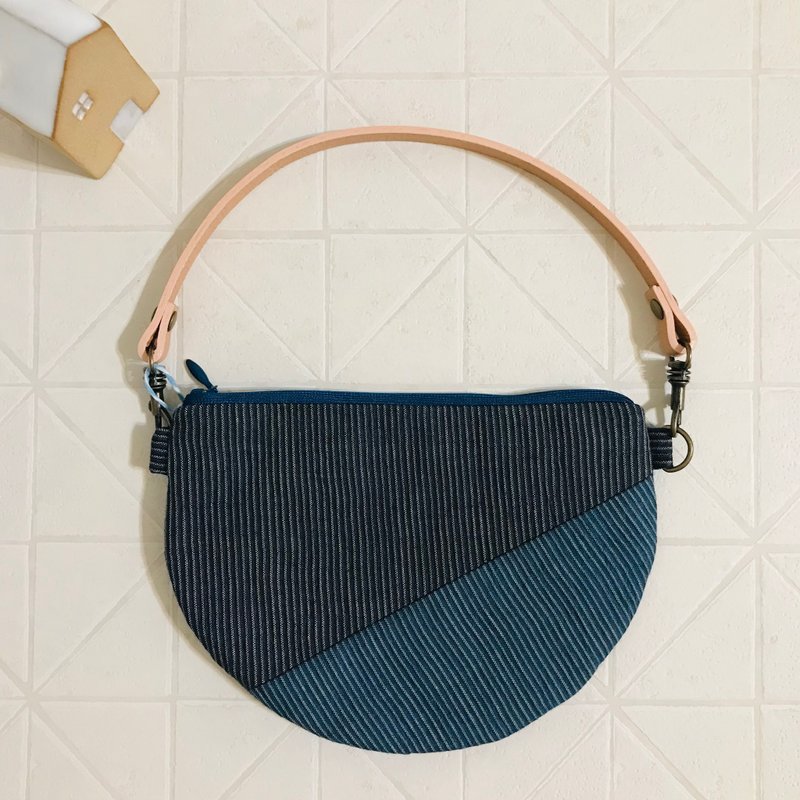 Japan Omi linen weaving hand small D bag 060422 - Handbags & Totes - Cotton & Hemp Blue