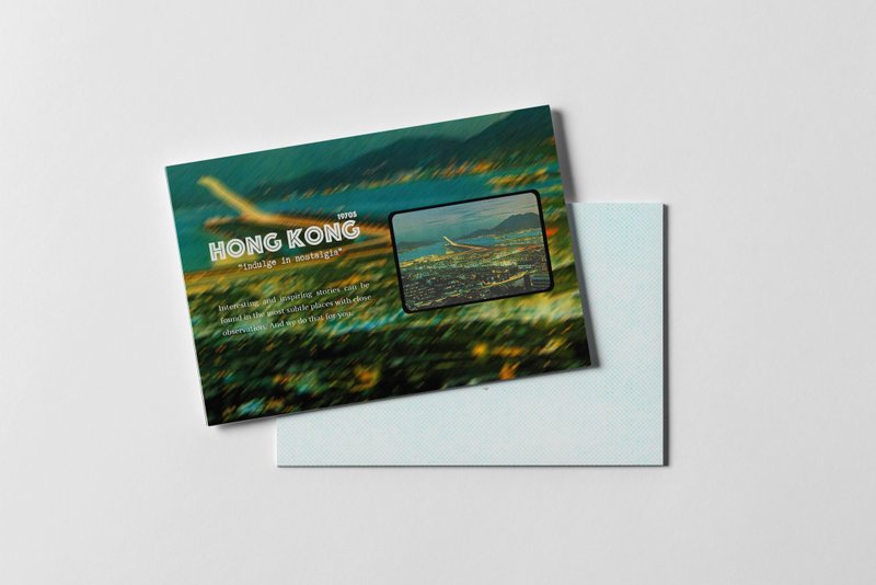 菲林明信片 啟德機場夜景 - 卡片/明信片 - 紙 多色