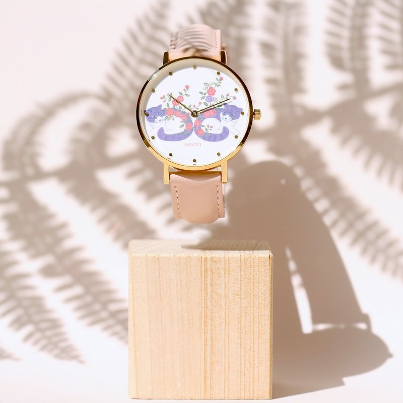 MEDOTA X Uirkmad | Pretty Day collection  cat pink leather strap  / PT-11301 - Women's Watches - Stainless Steel 