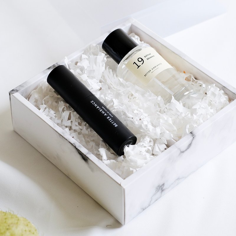 Fragrance spray gift box two-piece set with dispenser set - น้ำหอม - แก้ว สีใส