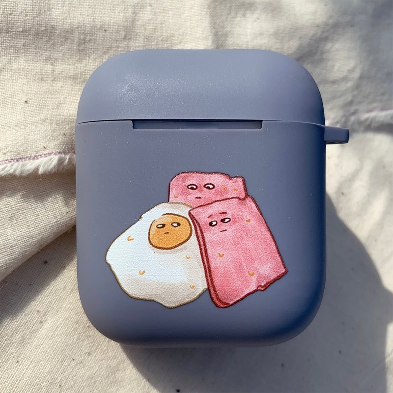 被迫依偎的火腿蛋 灰藍色磨砂軟殼 AirPods 耳機保護套 耳機殼 - 耳機/藍牙耳機 - 橡膠 藍色