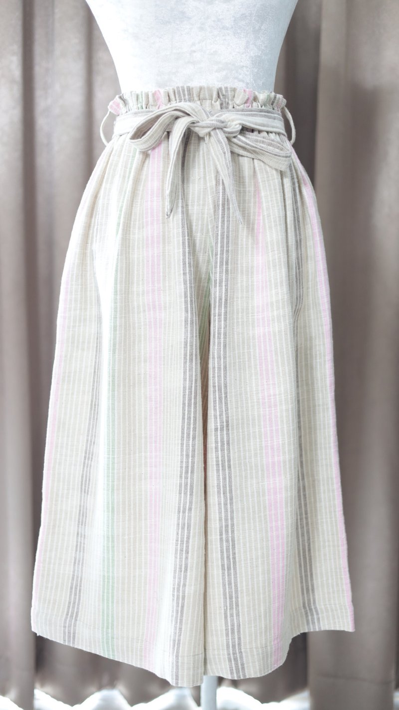 Loom & Leaf - Artisanal Ribbon Wide Pant - 女長褲 - 棉．麻 多色