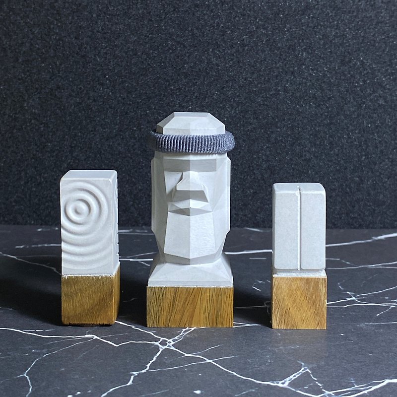 Company size chapter Moai handmade clear water mold stamp sandalwood Cement stamp five- stamp eight-point stamp - Stamps & Stamp Pads - Cement Gray