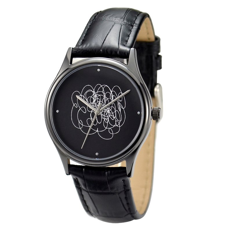 スクリブルウォッチ-ユニセックスデザイン-世界中に送料無料 - 腕時計 - 金属 ブラック