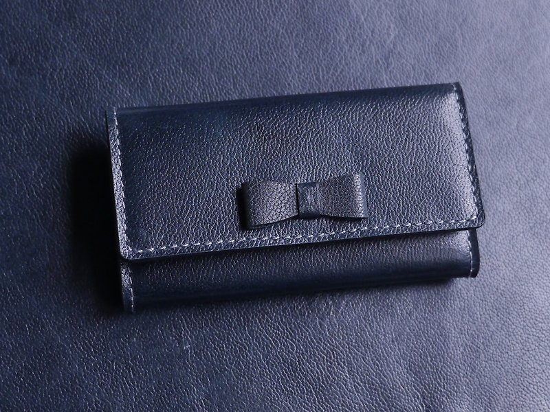 Ink blue leather key cases - ที่ห้อยกุญแจ - หนังแท้ สีน้ำเงิน