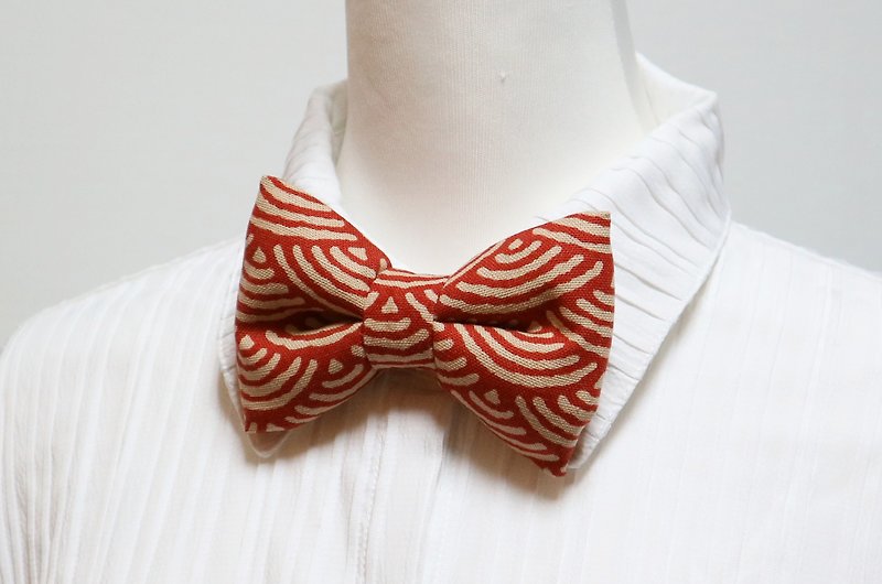 Echo handmade three-dimensional bow tie bow tie*SK* - หูกระต่าย/ผ้าพันคอผู้ชาย - ผ้าฝ้าย/ผ้าลินิน สีส้ม